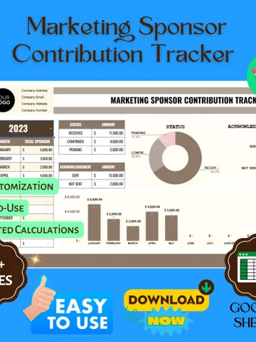 Marketing Sponsor Contribution Tracker Template, Sponsorship Fund Tracker, Event Marketing Budget Template $8.26
