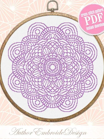 Flower mandala cross stitch pattern PDF download Mandala ornament cross stitch chart, Floral mandala pattern digital PDF, Mandala art #M237 $4.60