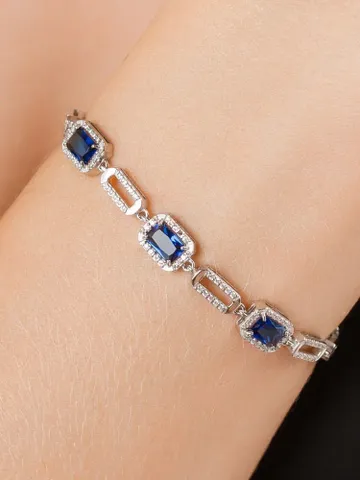 Women's silver bracelet 925 assay value with sapphire crystals and cubic zirconia $99.00