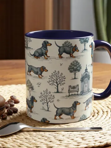 Dachshund Coffee Mug, Cute Dog Design - Ideal Gift for Pet Owners, Dog Lovers, Animal Enthusiasts, Birthdays - 11, 15oz Accent Mug, $12.93