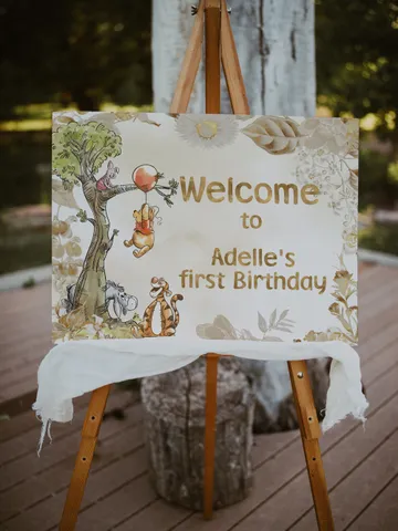 Welcome Banner Winnie the Pooh Birthday Party Winnie Pooh 1st Birthday; Editable Welcome Banner Birthday Party Decoration Winnie Pooh poom88 $3.00