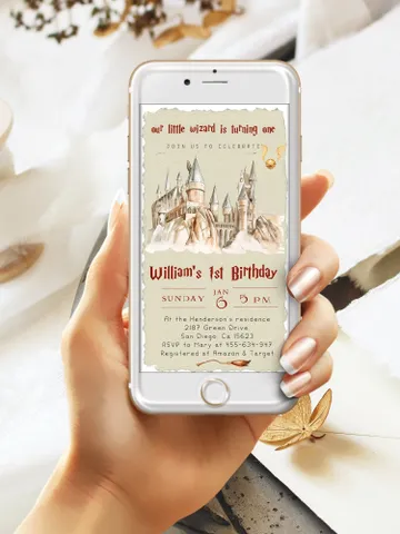 Wizard School 1st Birthday; Magic School Party Invite Template; The Chosen One Wizard Birthday Invitation; Magical First Birthday canva diy $12.78
