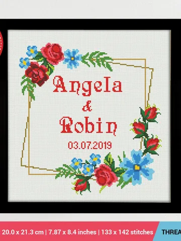 Wedding Date Frame and Alphabet Cross stitch pattern | Embroidery Pattern | Instant Download | Embroidery Designs $6.40