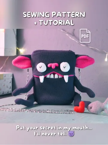 Cat Purse Sewing Pattern + PDF Tutorial | Cute Zipper Bag with Secret Mouth Pocket