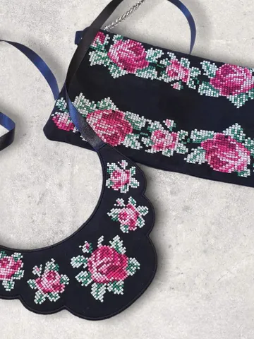 Clutch and necklace set in the hoop machine embroidery designs ITH digital embroidery pattern cross-stitch embroidery motif $19.63