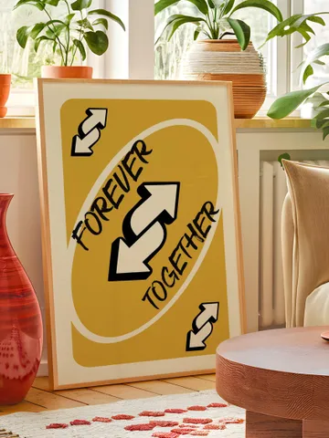 Forever Together play Reverse Card Wall Art Funny Meme Poster Digital Download Yellow Black Typography Pop Culture Print Game Room Meme Deco $2.46