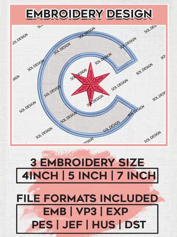 Chicago Cubs MLB Team Logo Embroidery Design Files, MLB Chicago Cubs Team Embroidery, MLB Teams, 3 sizes, MLB Machine embroidery designs, Digital Download $6.99
