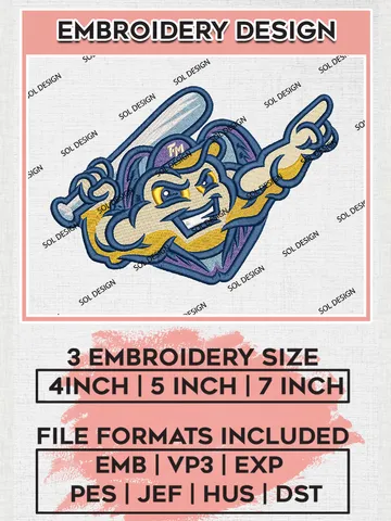 MiLB Fort Myers Mighty Mussels Embroidery Design Files, MiLB Fort Myers Mighty Mussels Logo, Minor League Baseball Logo Embroidery Designs, MiLB embroidery designs, Machine embroidery designs, Digital Download $6.99
