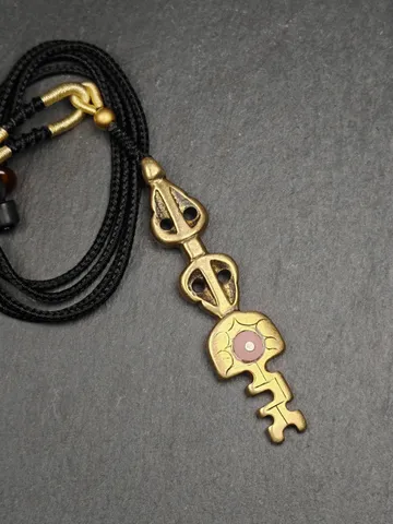 Antique Tibetan Amulet,The Key of Heart Pendant, Gandhanra Handmade Himalayan Style Pendant,Lucky Charm,Made of Lima Brass $129.99