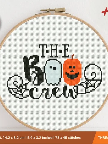 The BOO Crew Happy Halloween Cross stitch pattern  Embroidery Pattern  Instant Download  Cross Stitch Patterns  Embroidery Designs $4.14