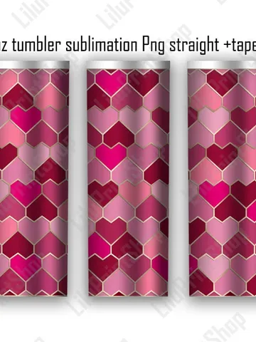 Heart tumbler sublimation PNG Red tumbler wrap sublimation 20oz Skinny Tumbler straight tapered Heart tangram tumbler Valentines Day wrap $2.98