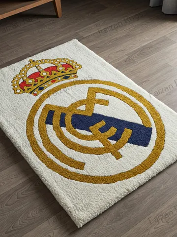 Buy Real Madrid Rug Hand-Tufted 100% Woolen Rug Handmade Area Rug Carpet for Home| Bedroom Rug| Living Room Rug | kids Room | Players rug $233.00