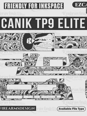 Canik TP9 Elite Scroll Design Svg,lasercut,laserengraving,fiberlaser,engravingfiles,laserpattern,engravingdesign,engravingpattern,metalart $49.99