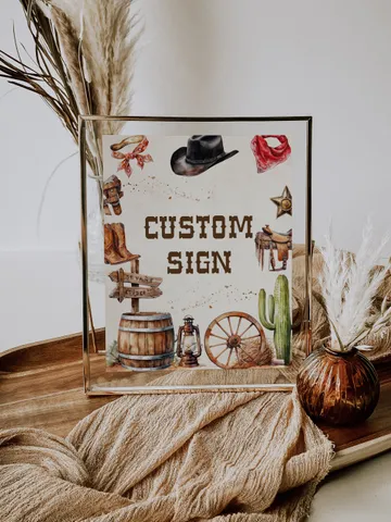 Editable Custom Sign First Rodeo Birthday party ; Wild West Cowboy Party template; Our little cowboy one Party Birthday; fr12 $11.62