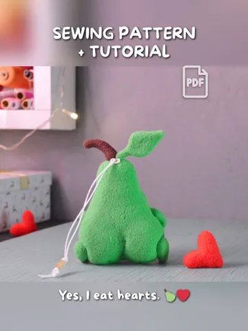 PDF Plush Toy Pattern – Fleece Pear Softie with Pocket Mouth $11.00
