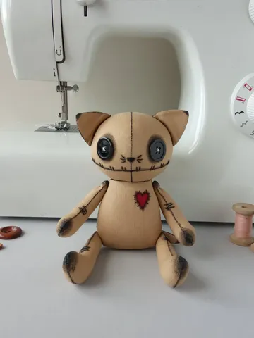 Handmade Stuffed Cat – Beige $63.00