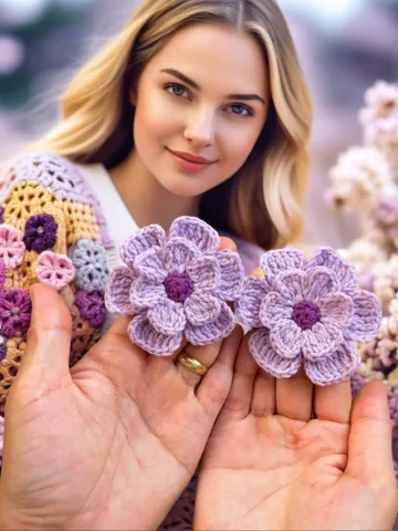 3D Flower Crochet Brooch Pattern - Easy Crochet Flower Motif Pattern For Baby Blanket - Beginner Friendly Step by Step Instructions $5.40