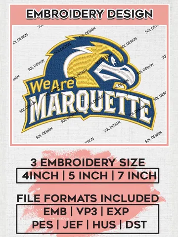 We are Marquette Logo Machine Embroidery Design, NCAA Marquette Golden Eagles Embroidery Design Design files, NCAA Team Embroidery Designs, NCAA Machine Embroidery Designs, Digital Download $6.99
