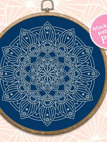 Floral mandala blackwork patterns PDF Blackwork mandala embroidery download PDF, Mandala ornament Backstitch chart, Mandala cross stitch #W8 $4.50