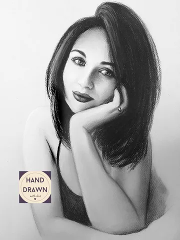 Charcoal Portrait from photo | Order a realistic charcoal and pastel portrait from a photo | Custom hand drawn portrait on paper $75.00
