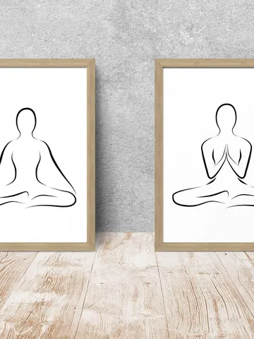 Yoga Wall Art, Set of 2, Yoga Lotus Poses, Namaste Yoga, Yoga Studio Decor, Yoga Line Drawing, Yoga Poster, Yoga Line Art, Lotus Poses $10.15