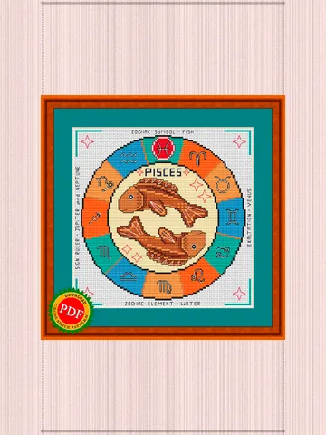 Pisces Cross Stitch Pattern | Pisces Zodiac Sign $4.00