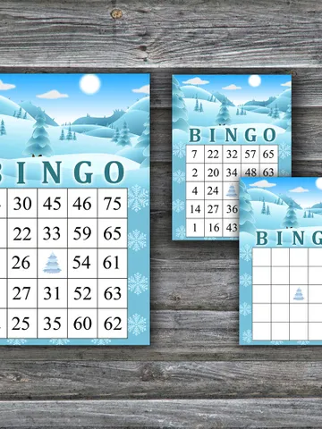 Winter landscape bingo game card,Christmas bingo game card,Christmas Bingo Printable,Holiday Bingo,INSTANT DOWNLOAD-90 $3.95