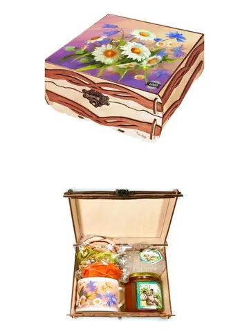 Gift set in a wooden box with honey "Wild flowers" $89.00