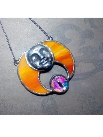 Moon crescent necklace, blood moon necklace, black lilith, soldered crescent, Halloween moon, witchy aesthetic $48.00