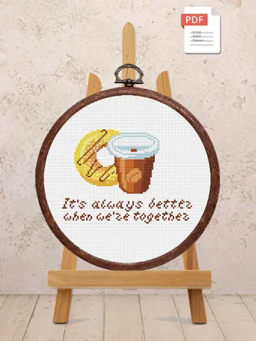 Dessert and Coffee Cross Stitch Pattern, Kitchen Cross Stitch, Embroidery Donut, Dessert Cross Stitch Pattern, Modern Cross Stitch #kt027 $4.00