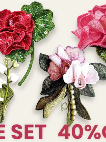 40% OFF! Set of brooches FSL. Machine embroidery design Digital embroidery pattern Free standing lace flower file $21.94