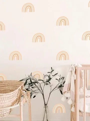 Boho Muted Rainbow Wall Decals - Hand Drawn Rainbow Wall Sticker, Boho Rainbow, Multi Colored Rainbow, Nursery Decor, Home Gift h54 $36.99