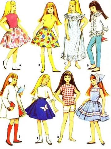 Copy McCalls 7716 Vintage Skipper Sewing Pattern Wardrobe Clothes for Dolls 9" Digital Download PDF $2.50
