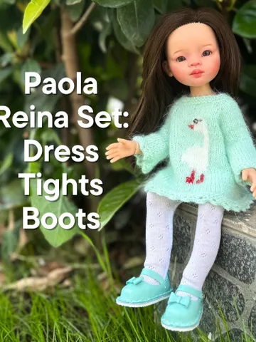Paola Reina Doll Delight Set: Exclusive Handmade Outfit Dress, Tights, Shoes $69.81