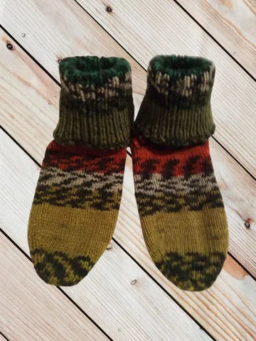 Hand Knitted Wool Acrylic Socks, Warm Hiking Socks, Cozy House Slippers, Soft Winter Socks, Unisex Gift