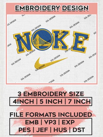 Nike Golden State Warriors Machine Embroidery Designs, NBA Golden State Warriors Embroidery Design Files, NBA Warriors Logo, NBA Machine Embroidery Designs, NBA Embroidery Designs, Digital Download