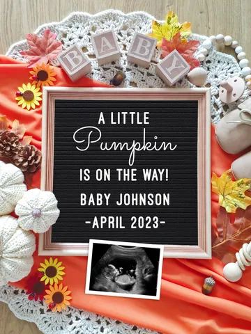 Pumpkin Pregnancy Announcement Digital for Social Media, Fall Baby Announcement, Autumn Baby Announcement Editable Digital Template $7.00