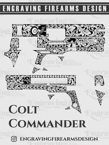 Colt1911 Commander Pancho Villa Design Svg,lasercut,laserengraving,fiberlaser,engravingfiles,laserpattern,engravingdesign,engravingpattern,metalart $39.99