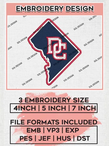 MLB Washington Nationals DC Map Logo Embroidery Files, MLB Washington Nationals Team Embroidery, MLB Teams, 3 sizes, MLB Machine embroidery designs, Digital Download $6.99