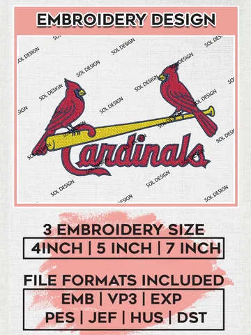 St. Louis Cardinals MLB Wordmark Logo Embroidery Files, MLB St. Louis Cardinals Team Embroidery, MLB Teams, 3 sizes, MLB Machine embroidery designs, Digital Download $6.99