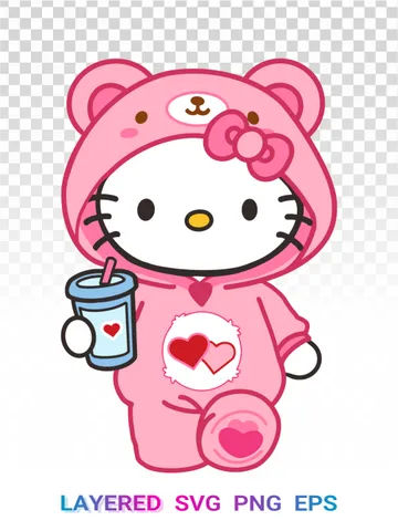 💖 Hello Kitty Cheer Bear Costume SVG PNG Sanrio Cricut