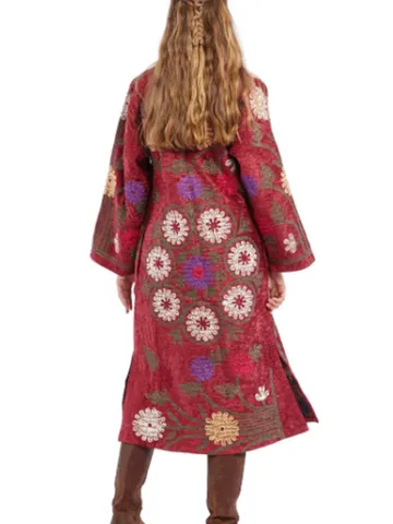 Silk embroidered boho coat by order