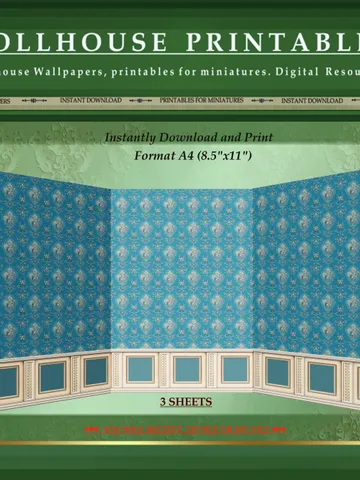 Wallpapers- Set 5-v3 | Printables for Dollhouses and Unique Miniature Projects | Digital Downloads | in Scale 1/12th $5.50