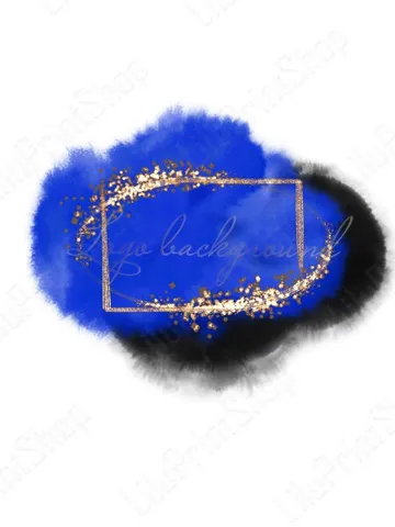 Black and blue Logo Background Png, Watercolor splash and Gold confetti frame, Watercolor clipart, Instant download $2.85
