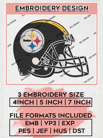 NFL Pittsburgh Steelers Helmet Embroidery Design Files, NFL Steelers, NFL Embroidery Designs, NFL Pittsburgh Steelers Machine Embroidery Design, Digital Download $6.99