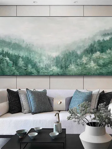 Original Green Forest Painting on Canvas Custom Painting Texture Wall Art Personalized Gift Giant Trees Nature Scenery Art Modern Home Decor $132.42