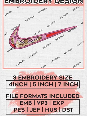 Black Goku Nike Embroidery Designs, Black Anime Charater Embroidery Files, Dragon Ball Machine Embroidery Pattern EMB_ANIME_157