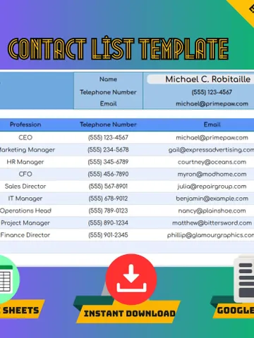 Contact List Template, Editable Google Sheets, Easy-to-Use, Digital Download for Business, Event Planners, Personal Use $5.46