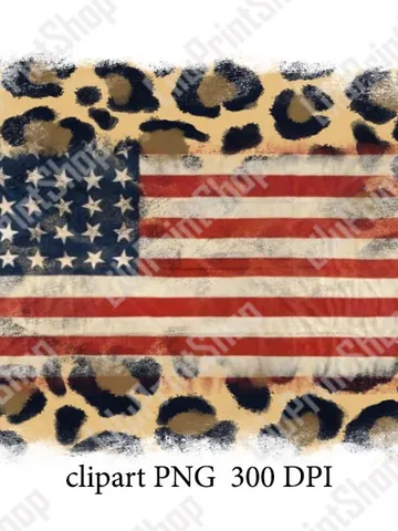 4th of july png American flag png on cheetah background Usa flag clipart overlay Fourth of july png sublimation design Instant download $2.71