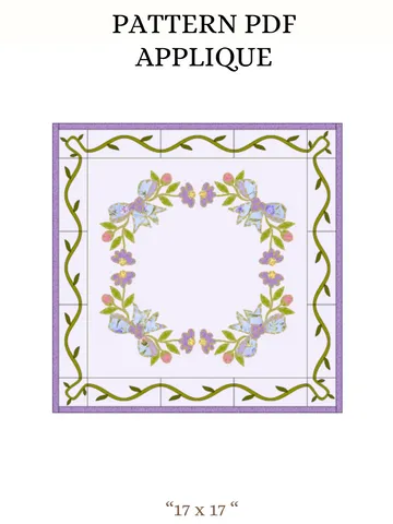 Table Topper Applique "Flower Wreath" in PDF format. $7.00